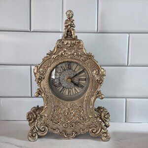 Beautiful Ornate Mantel Clock Louis XV Style replica design with Cherub